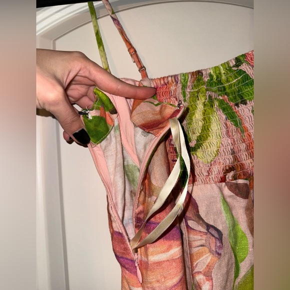 FARM Rio x Anthropologie Linen Sweetheart Slim Mini banana print Dress size S - Picture 5 of 9